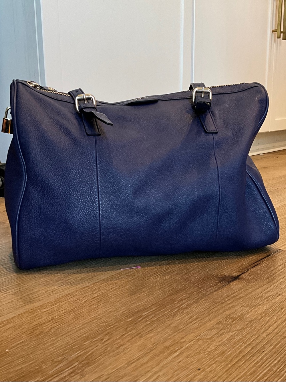 Vintage Halogen Navy Blue Leather Shoulder Bag
